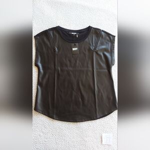 Women's top from the DKNY brand, made of black faux leather, size L